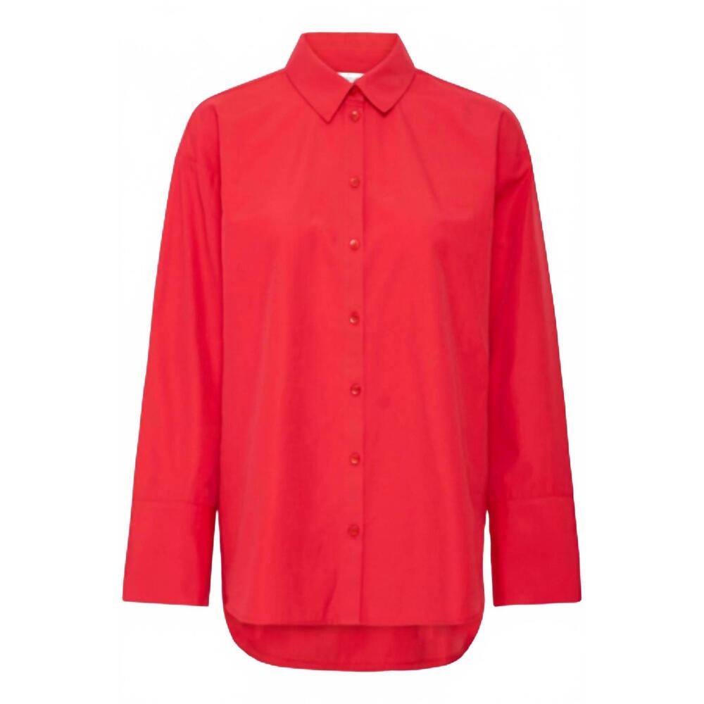 NEW B.YOUNG women's button down long shirt in barbados cherry